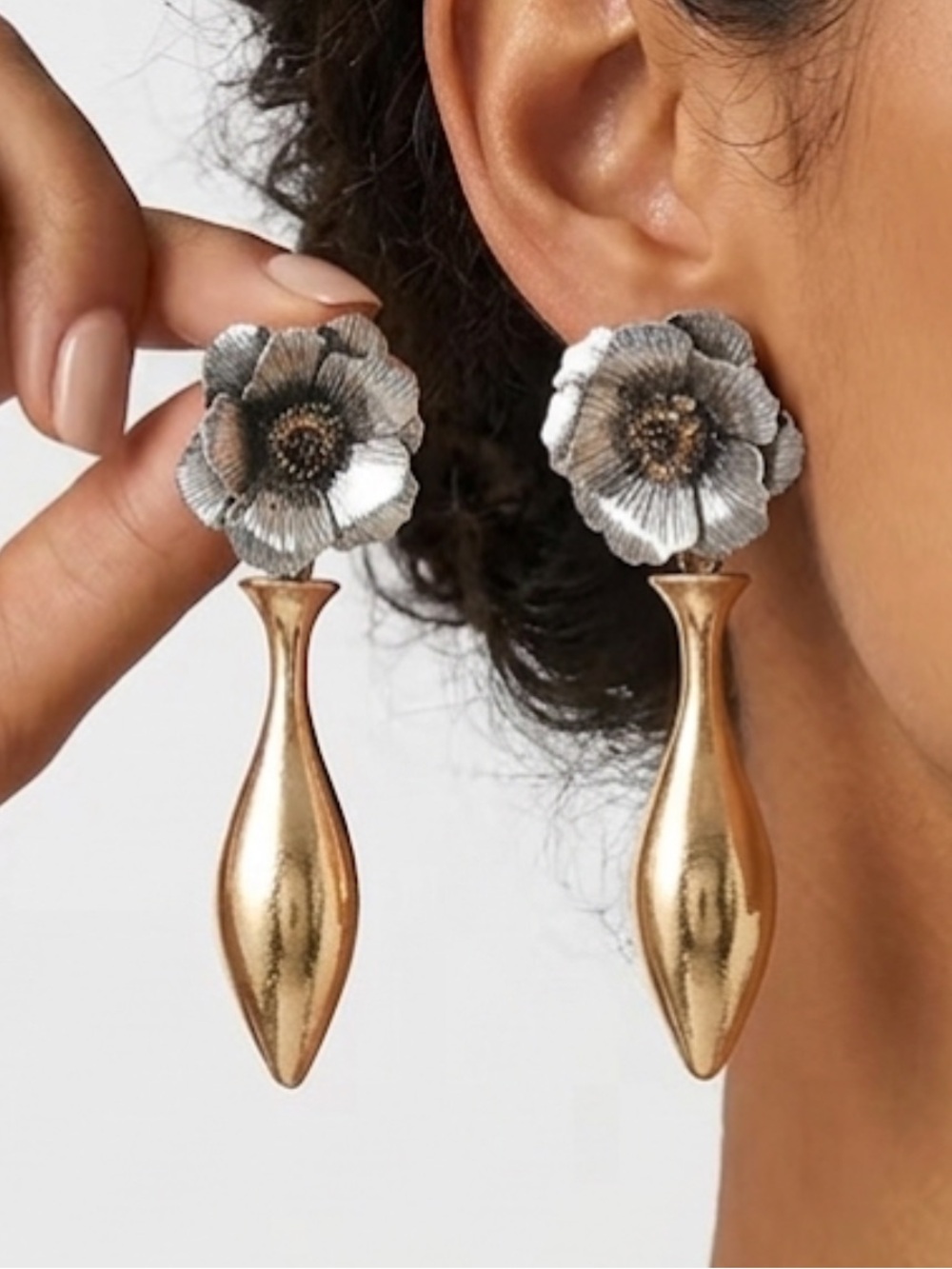 Sculptural Earrings - Gold and Silver Women's Jewelry